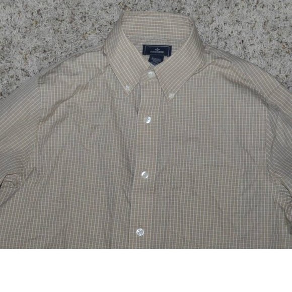 Mens Sport Shirt Dockers Tan Checked Small Long Sleeve Relaxed Button Front Pkt - Picture 3 of 4